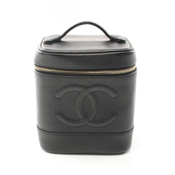 CHANEL Black Leather Logo Vanity Bag - Picture 1 of 11
